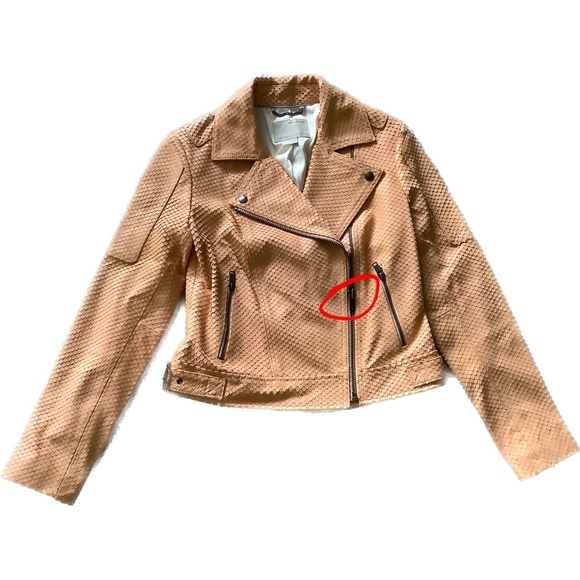 Banana Republic Heritage Blush Lamb Leather Scale Texture Moto Biker Jacket XS - Picture 4 of 7